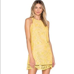 Lovers + Friends Caspian Yellow Lace Shift Dress